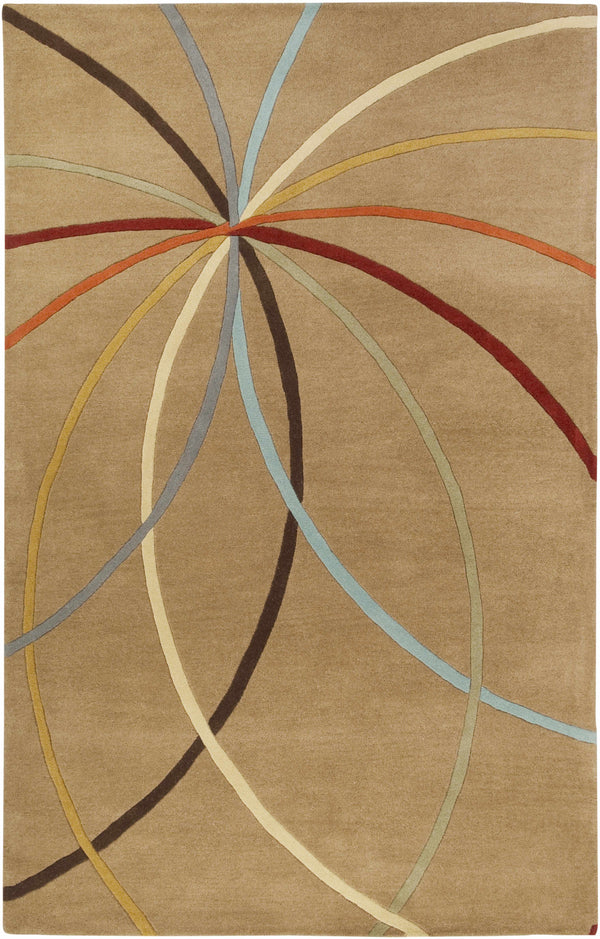 Davison Brown Geometric Modern Wool Rug