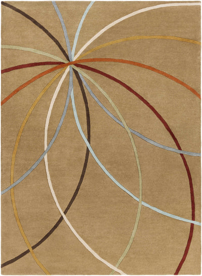 Davison Brown Geometric Modern Wool Rug