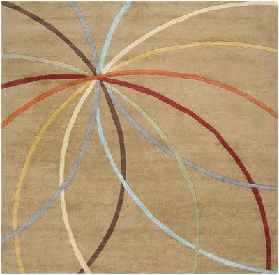 Davison Brown Geometric Modern Wool Rug