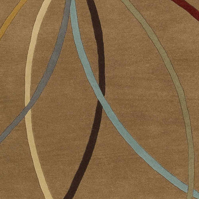 Davison Brown Geometric Modern Wool Rug