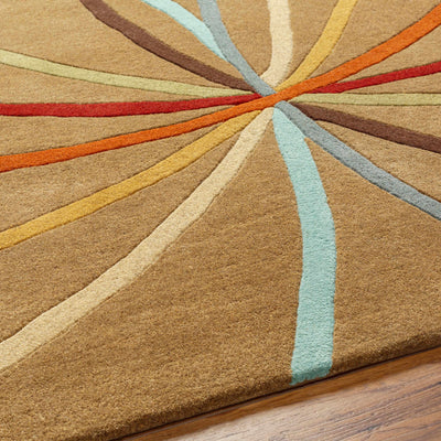 Davison Brown Geometric Modern Wool Rug