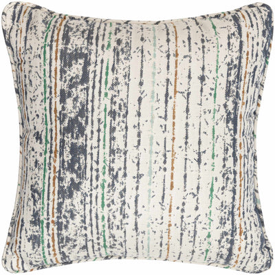 Edgware Green & Denim Striped Throw Pillow