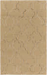 Hand woven Edina Area Rug with a tan background and a light gray quatrefoil pattern. Design-Rectangle-576