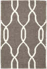 Close-up of the Effie Reversible Area Carpet. Brown wool rug with cream geometric trellis pattern. Hand woven texture. Design-Rectangle-23