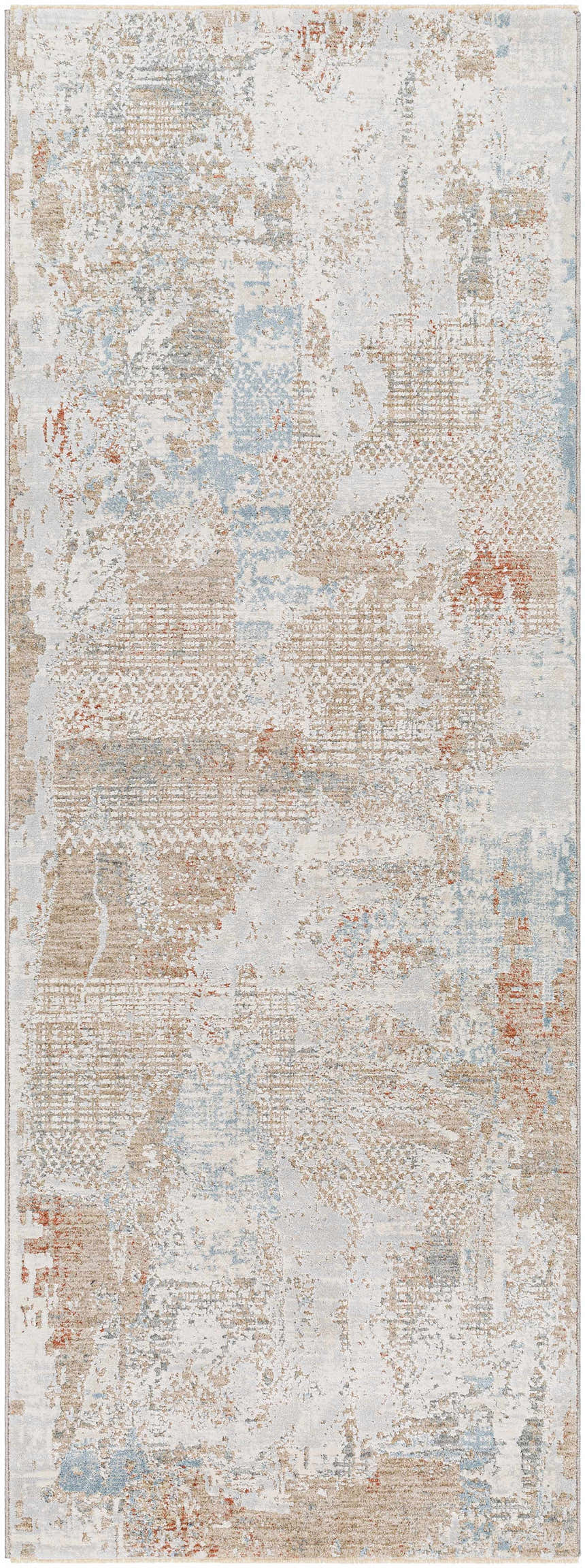 Close-up of the Efren Thick Luxe Area Rug. Contemporary design in dark beige, dusty sage, and light gray. Design-Runner-2773