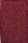 Close-up of the brick red Ehrenberg Area Rug, featuring a traditional floral and leaf pattern. Hand-knotted NZ wool texture. Design-Rectangle-58