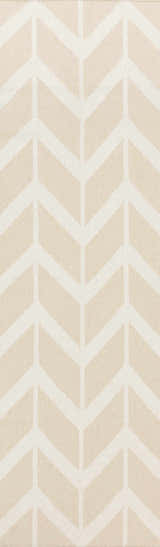 Close up of the Elamton Area Rug showing a cream and beige chevron pattern. Design-Runner-268