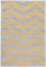 Close-up of the Eloy Area Rug showing a chevron pattern in charcoal gray and mustard yellow. Design-Rectangle