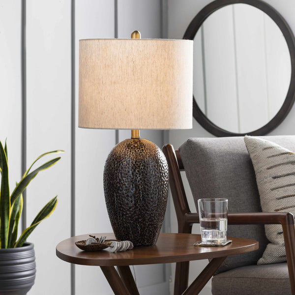 Emet Ribbed Glass Brass Table Lamp