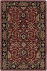 Close-up of the Encinitas Wool Area Rug featuring a traditional Persian design in red, beige, brown, and black tones. Design-Rectangle-23