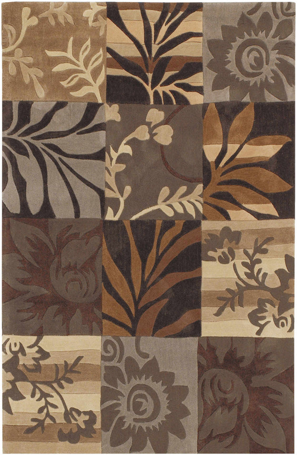 Equinox Brown Botanical Patchwork 8ft Runner - Clearance