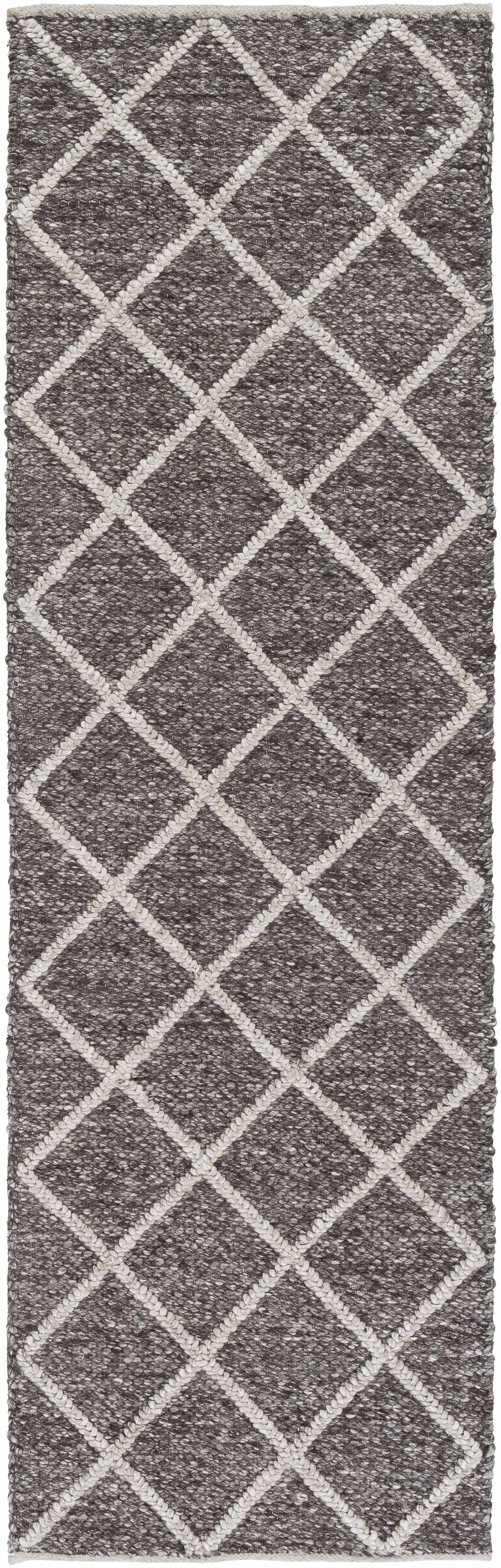 Reverse side of Syosset 2x3 Brown Trellis Wool&Viscose Rug - Clearance, focusing on underside structure and material.Contemporary Area Rug Backing  * 2'6" x 8' Runner