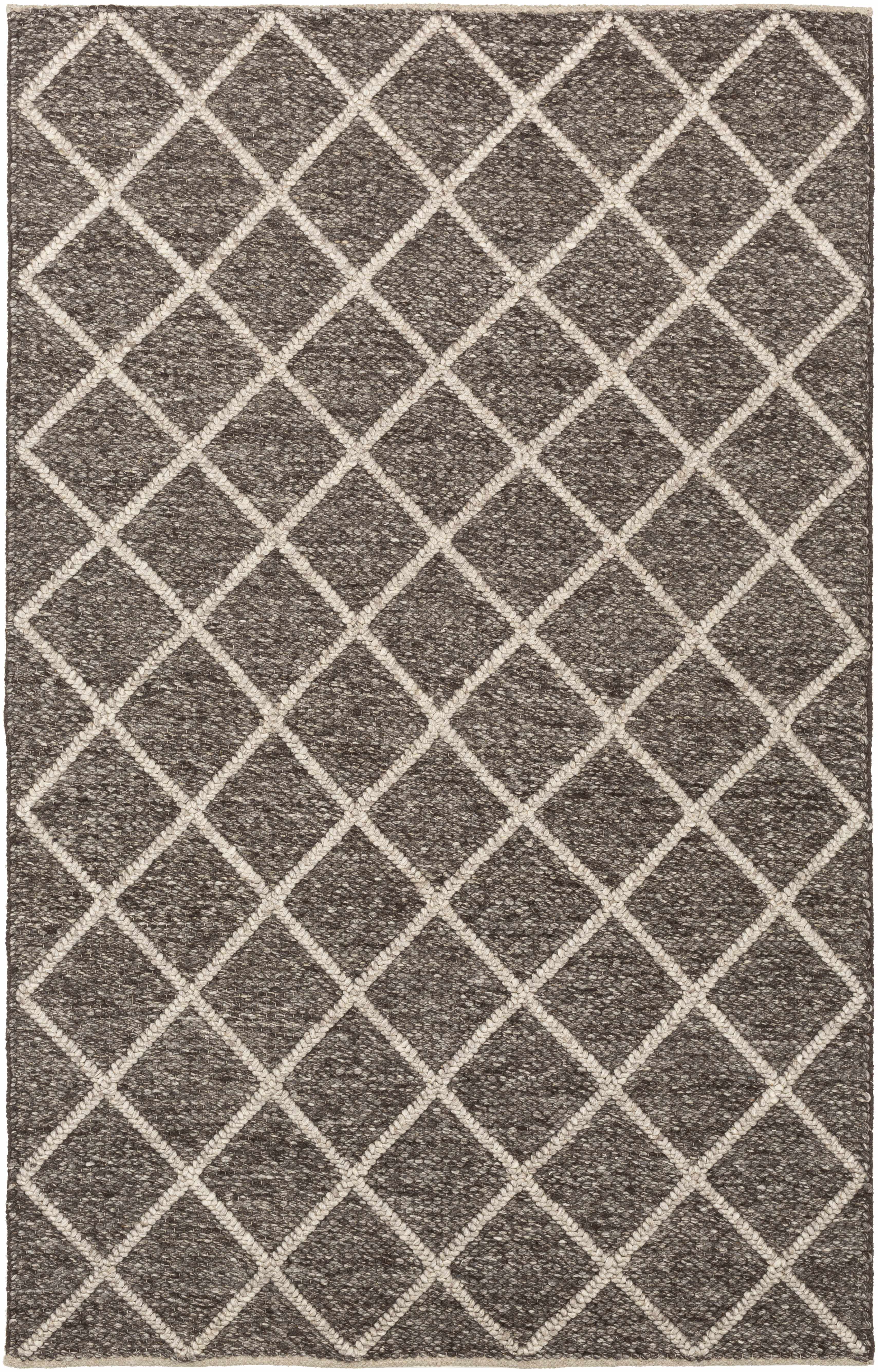 Reverse side of Syosset 2x3 Brown Trellis Wool&Viscose Rug - Clearance, focusing on underside structure and material.Contemporary Area Rug Backing  * 5' x 7'6" Rectangle