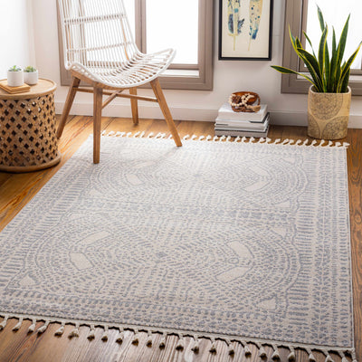 Camira Light Gray Dotted Tassel Rug - Clearance