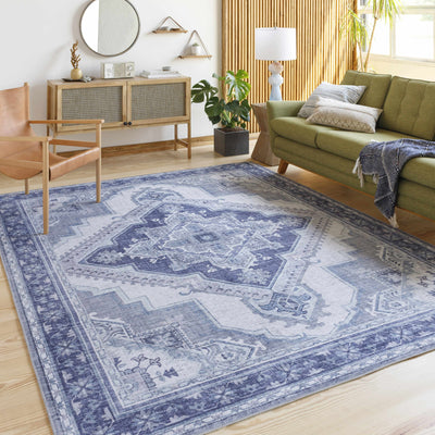 Boon Dark Blue Medallion Carpet - Clearance