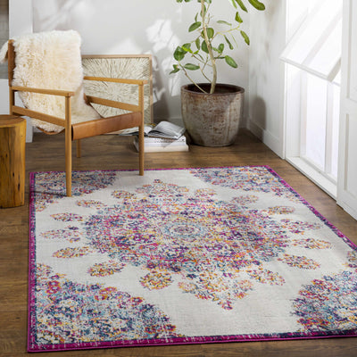 Euroa 9x12 Magenta&Cream Medallion Rug - Clearance