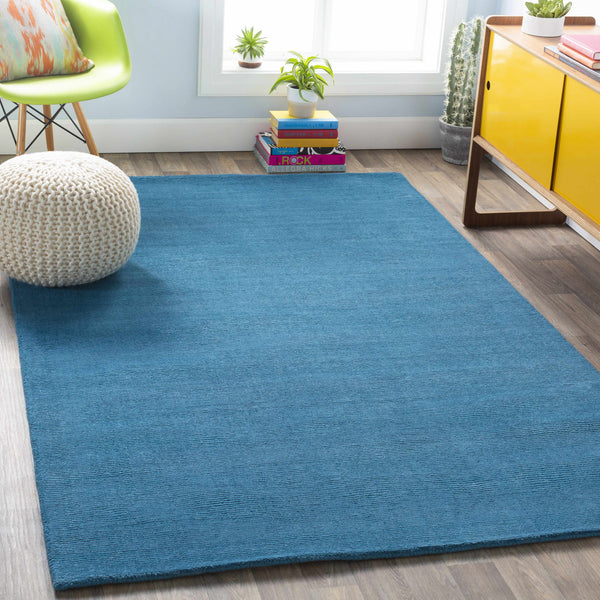 Solid Aqua Wool Carpet - Clearance