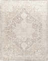 Close-up of the Evercreech Area Rug. Cream, light beige, and brown traditional floral pattern. Hand-loomed wool and viscose rug. Design-Rectangle-810