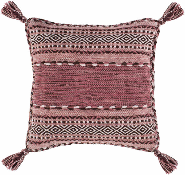 Evergreen Pink Tribal Tassel Throw Pillow - Clearance
