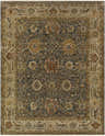 Detailed Ewhurst Area Rug, a hand-knotted wool rug with beige, brick red, and green floral Oriental-style pattern. Design-Rectangle-810