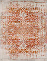 Fairmount Orange Area Rug: Distressed traditional design in burnt orange, burgundy, beige, and gray. Machine woven polypropylene. Design-Rectangle-710103