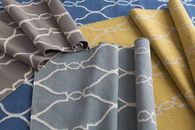 Baconton Blue/Beige Trellis Wool Rug - Clearance