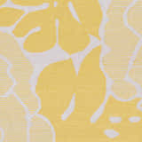 Close-up of the Falmouth Area Rug. Light gray and mustard wool with a contemporary leaf pattern and hand woven texture. Swatch