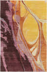 Abstract Farnham Area Carpet with brick red, burgundy, mauve, mustard, and wheat colors. Hand-knotted wool rug. Design-Rectangle