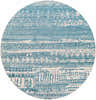 Round Fatsa Washable Area Rug. Contemporary design in blue and gray with tribal-inspired patterns. Machine woven polyester rug. Design-Round-6