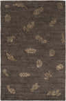 Close-up of Fayette Carpet Area Rug. Hand-knotted 100% wool rug in gray with beige contemporary floral pattern. Design-Rectangle-58