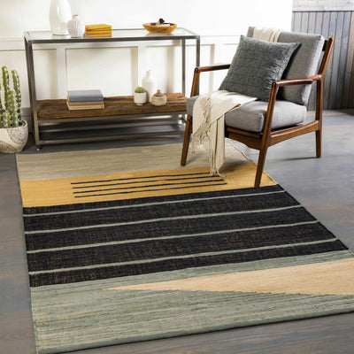 Bunbury Yellow & Black Striped Flatweave Carpet