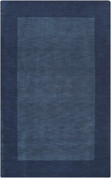 Bordered Solid Ink Blue Wool Rug