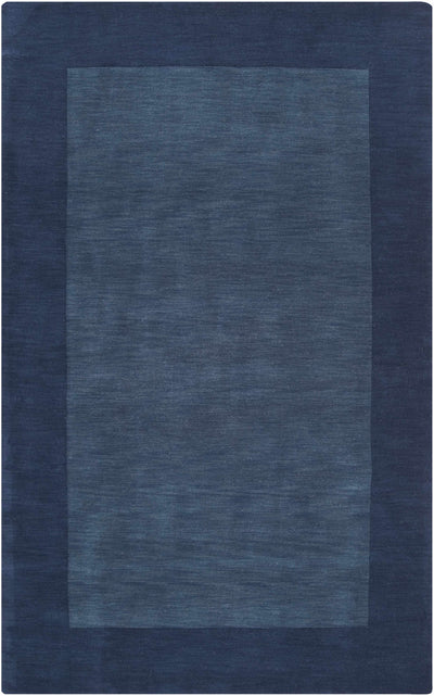Bordered Solid Ink Blue Wool Rug