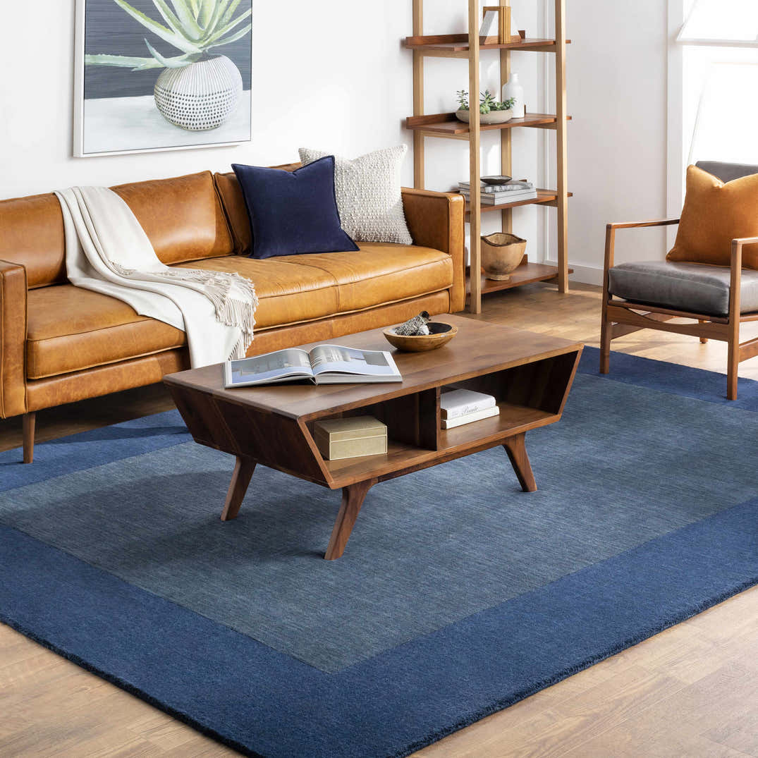 Ink Blue Rugs Bordered Solid Ink Blue Wool Rug – Boutique Rugs