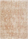 Close-up of the Fieldale Carpet - Clearance. Features a vintage, distressed pattern in brick red, gold, mustard, and white. Design-Rectangle-582
