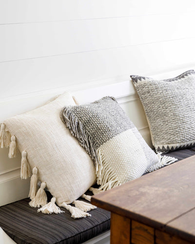 Maywood Cream Wool&Cotton Throw Pillow