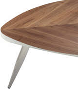 Frankleben Triangular Steel Base Wooden End Table