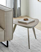 Frankleben Triangular Steel Base Wooden End Table