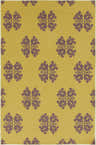 Close-up of the Flowood Area Rug in olive and plum. Hand-woven wool rug with a contemporary floral pattern. Design-Rectangle-58