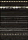 Close-up of the Fogertown Black Western Rug, featuring a geometric Southwestern pattern in black, beige, and gray. Design-Rectangle