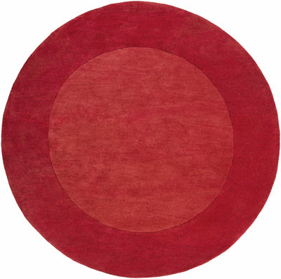 Bordered Solid Red Wool Rug