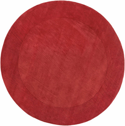 Bordered Solid Red Wool Rug