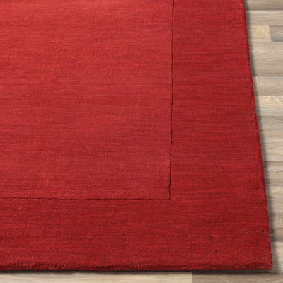 Bordered Solid Red Wool Rug