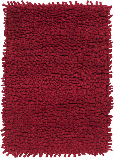 Frederika Solid Dark Red Wool Shag Rug - Clearance