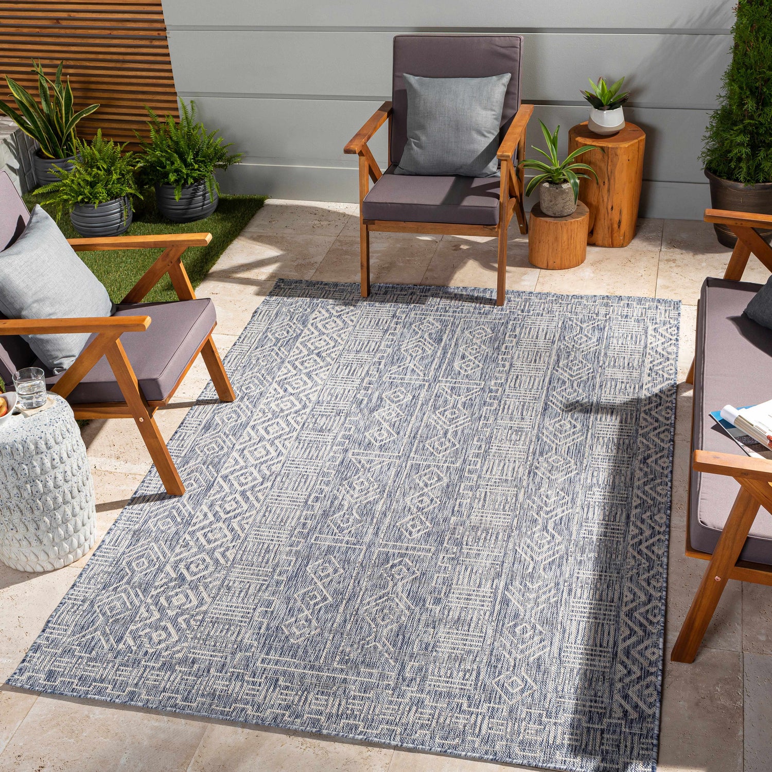 Epson Blue Indoor & Outdoor Rug - Clearance