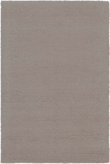 Close-up of the hand-loomed Brockton Solid Gray Wool Rug showing its subtle striped texture and neutral gray color. Design-Rectangle-23
