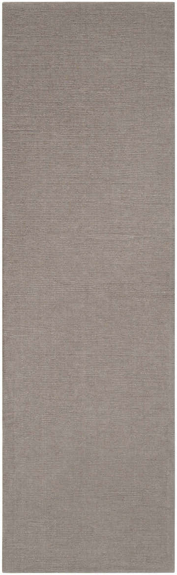 Close-up of the hand-loomed Brockton Solid Gray Wool Rug, showing its subtle striped texture and neutral gray color. Design-Runner-268