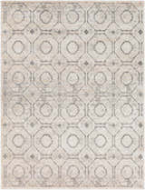 Close-up of Frenchtown Area Rug - Clearance. Beige rug with a geometric octagon and diamond pattern in gray. Design-Rectangle-710103