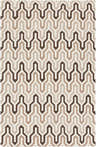 Close up of the Franklin Area Rug's geometric pattern in cream, tan, medium, and dark brown wool. Design-Rectangle-58