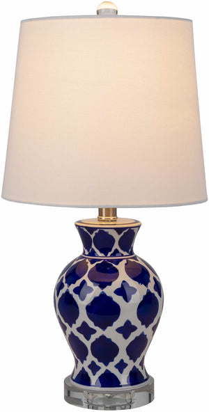 Pangian White & Blue Patterned Ceramic Table Lamp